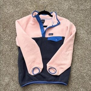 PATAGONIA - Kids XL/14 Pink and Navy Synchilla Snap